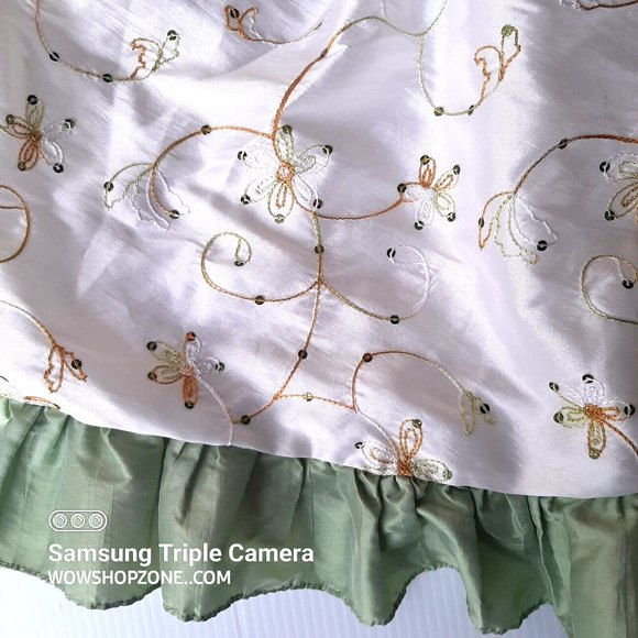 Vintage Tip Top USA Kids Girls 6 Dress Ivy Sage 9202 Embroidered Sequins Ruffles - Picture 9 of 10